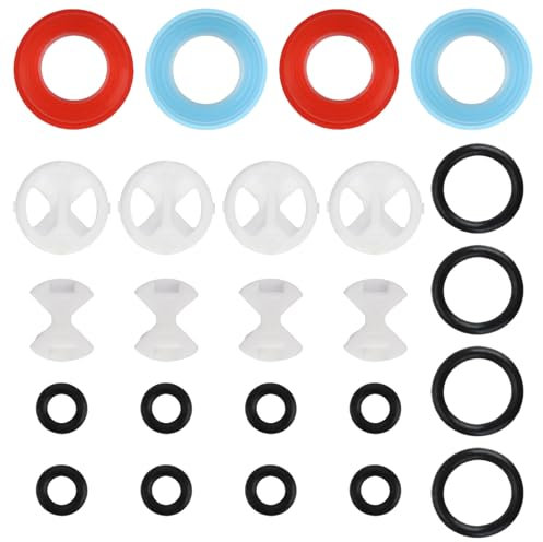 Hocklily Assorted 24pcs Tap Washers - Suitable for Bathroom, Kitchen, Office - Replacement Valve Faucet Ceramic Silicone Gasket Reverse Rotation Seal