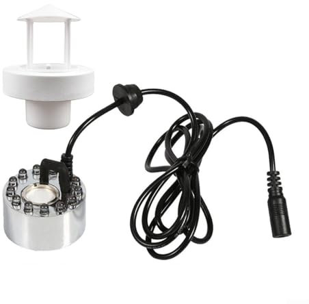 Juego de nebulizador de 250-350 ml/H, atomizador de niebla para estanque nebulizador con compartimento nebulizador con 12 LED para fiesta de Halloween, estanque, pecera