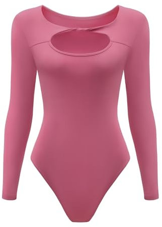 Berylove Maglia a maniche lunghe da donna, invernale, autunno, elegante, Rosa, L