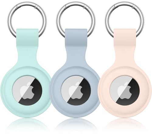 3 Pièces Oumida Coque AirTag Porte Clés pour Apple Airtag, Étuis en Silicone pour Apple Airtag avec Porte Clés, Mini Coque de Protection pour Apple AirTag Tracker pour Sacs à Dos