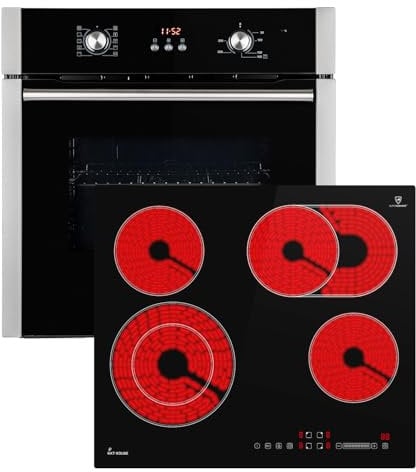 Autarkes Herdset | 60cm Einbaubackofen BO8805SS | 59cm Kochfeld CH5901RL | Grill | Heißluft | Automatik-Timer | 2-fach Wärmeschutzverglasung | Kindersicherung | Knebelbedienung | SET8805CH59RL
