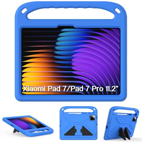 GOZOPO Niños Funda para Xiaomi Pad 7 / Xiaomi Pad 7 Pro Tablet 11,2 Pulgadas, a Prueba de Golpes Carcasa con Cubierta de Soporte Funda - Azul