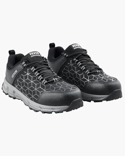 VEVOR Steel Toe Shoes for Men, US Size 12, Men’s Cushion Sport Safety Toe Athletic Work Shoe, Indestructible Safety Sneakers Lightweight,Breathable Industry Construction Work Shoes, Black