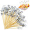 SHENSAIGO 60 pinchos de cóctel con forma de estrella, 12 cm, para Navidad, estrellas plateadas, palillos de madera, accesorios de cóctel, palillos de madera, para fiestas, cócteles, decoración para