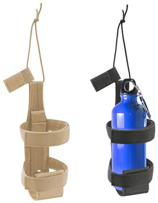 DEANKEJI 2 Pièces Porte Gourde Sac à Dos, Porte Bouteille en Nylon, Réglable Tactique Militaire Sac de Bidon D'eau, avec Cordon de Rétention Élastique, pour Voyage, Randonnée, Camping