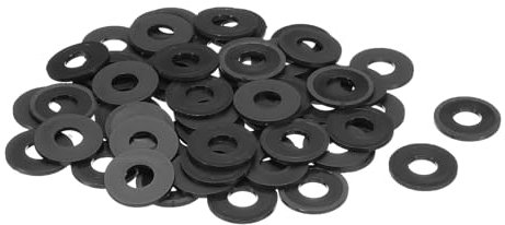 QUARKZMAN 60 Pcs Arandelas Planas, Pasacables de Nylon M10 10Mm Id 25Mm Od 2Mm de Grosor Arandelas de Goma Plástica Junta de Hoja de Fijación Espaciador de Sellado Anillo, Negro