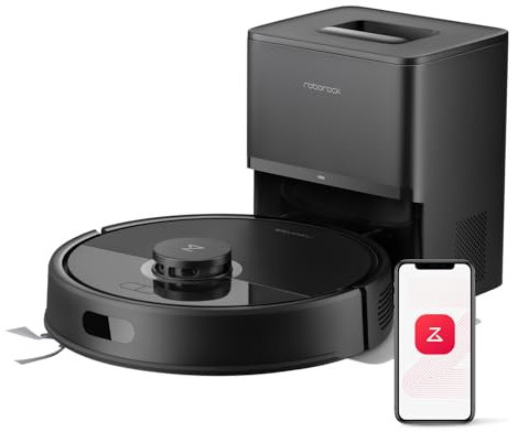 roborock Q7 L5+ Robot Vacuum Cleaner, Self-Emptying, 8,000Pa Suction, Dual Anti-Tangle System, APP-Controlled Mopping, Electronic Water Tank, PreciSense LiDAR Navigation, Ideal for Pet Hair, Black