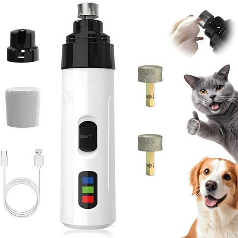 Tufertum Dog Nail Grinders, Silent Groom Pro, 3-Speed Electric Nail File, Rechargeable Pet Nail Trimmer Painless Paws Grooming & Smoothing for Small Medium Large Dogs & Cats