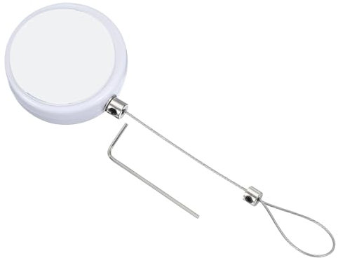 PATIKIL 1.5m / 4.9Ft Retractable Remote Control Tether, Round Security Remote Cable Lock Adjustable Cable Leash Length for TV Remote Control Gaming Controller, White