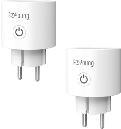 ROYOUNG Smarte WLAN Steckdose mit Strommessung Kompatibel mit Alexa/Google Home,Smart Home Plug 16A 2,4GHz Zeitschaltuhr für Leistungsmessung Stromverbrauch Messen, Sprachsteuerung, APP Fernsteuerung