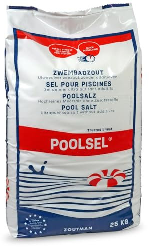 POOLSEL® Salz zur Salzelektrolyse - Hochwertiges hochreines Salz für eine perfekte Wasserqualität in Schwimmbädern - Salzwasser Chlorherstellung durch Elektrolyse mit Meersalz (25 Kg)