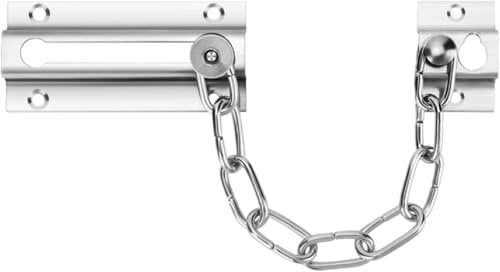 Stainless Steel Door Lock Chain - Door Chain for Front Door - Chain Lock with Screws - Spring Anti-Theft Snap Lock - Sliding Bolt Guard - for Home & Hotel Security