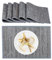 Relaxdays Tischset, 6er Set, Bambus, Stoffrand, rutschhemmend, 45 x 30 cm, Teller, Esstisch, eckiges Platzset, grau
