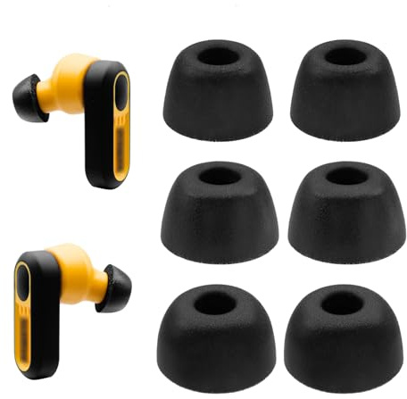 Klowcok Memory Foam Ear Tips for DEWALT Jobsite Pro-X1 Heavy Duty Bluetooth TWS Earbuds, Not for DEWALT Neckband Headphones, Comfort Replacement Ear Cushions, 3 Pairs (S/M/L) Black