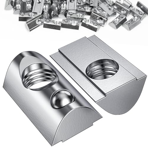 YOOPIN 40 Stück Nutensteine M8 mit Kugel, Aluprofil T Nutsteine 40-Serie | 40x40 Kohlenstoffstahl M8 Nutensteine mit Kugel, Gleitmutter mit Federkugel für Alu C Profil 3D Drucker CNC Europanorm