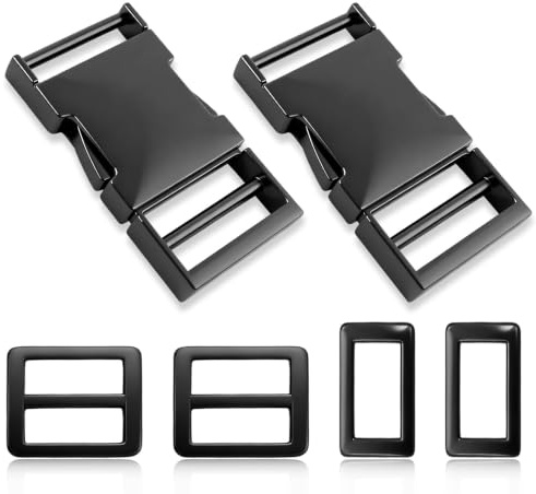 TIANLIN 2 Stück Metall-Steckschnalle 15/20/25/32/38/47 mm Schwarz | Zinklegierung, Rostfrei & Stabil. Klickverschluss für Taschen, Rucksäcke, Umhängetaschen, Gürtel & Hundeleinen