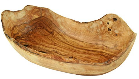 Naturally Med - Coupe à Fruits Rustique en Bois d'Olivier - 32cm Longeur