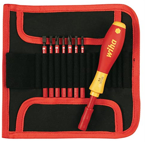 Wiha 8 Piece Insulated SlimLine Blade Set, Multi-Bit Screwdriver, Insulated, 8 Pc