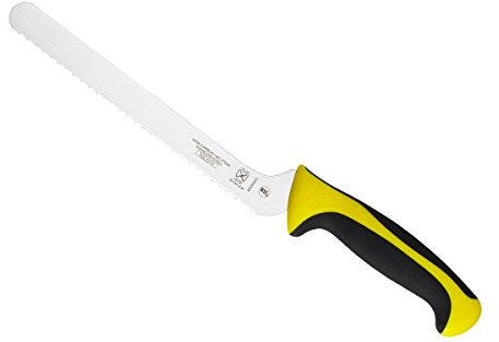Mercer Culinary Millennia 8-Inch Yellow, Stainless Steel, 8 Offset Bread Knife (Wavy Edge)