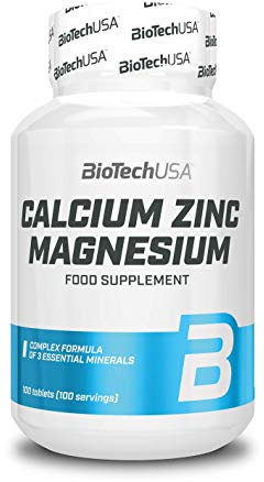 BioTechUSA Calcium Zinc Magnesium, Formula bilanciata di Calcio, Zinco e Magnesio, potenziato con altri minerali essenziali, 100 compresse