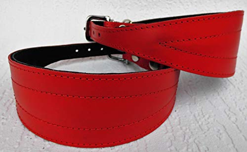 Greyhound Windhund Podenco - Halsband, Halsumfang 33-38cm/60mm, Leder ROT (PL.2.10.553)