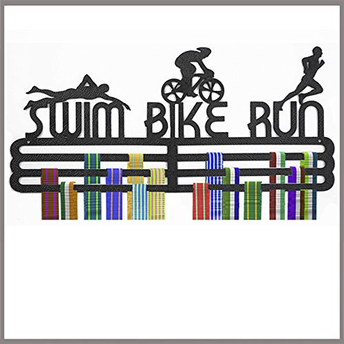 Medaillen-Aufhänger, englischer Schriftzug Swim Bike Run, Polypropylen, 3-reihig