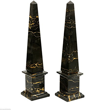 Obelisk aus Marmor Portoro Marble Obelisk Classic Sculpture Home Old Design H 25 cm