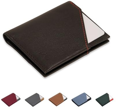 ROIK Slim Wallet ohne Münzfach aus echtem Leder – RFID Geldbörse Herren | Handgefertigte spanische Geldbörse | Small Wallet für Karten - City Brown
