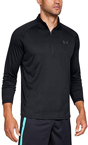 Under Armour Men's Tech 2.0 1/2 Zip-up Long Sleeve T-shirt Sweatshirt, Black, 3XL Tall
