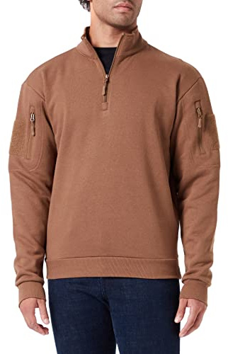 Mil-Tec Tactical Sweatshirt (Unisex) • Pullover mit Zipper • Sweater mit Kragen • Atmungsaktives Sweatshirt Damen & Herren • Warmer Pulli für Arbeit, Freizeit, Outdoor • Dark Coyote, XXL
