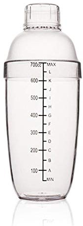 Feoowv - Shaker per cocktail in plastica, con bilancia, trasparente 24 oz / 700cc