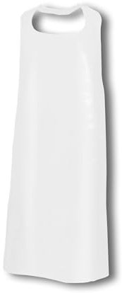 TronicXL 50 grembiuli usa e getta macellaio 145 x 76 in plastica per cucina/bistro/carne, grembiule monouso, bianco, Taglia unica