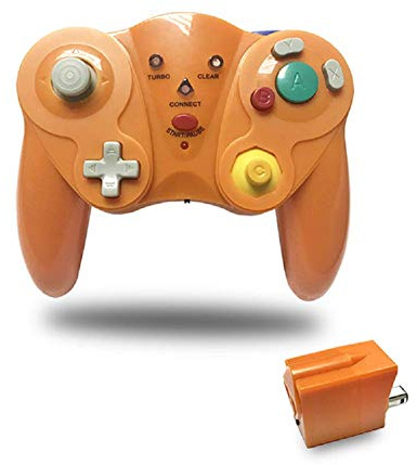 AudeRhine Manette de Jeu sans Fil Bluetooth 2,4 G, Manette de Jeu Classique NGC avec Turbo E Clear Shock, Compatible avec Console Nintendo Wii Switch Gamecube