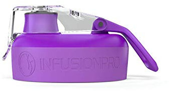 Infusion Pro Premium Fruit Infuser Water Bottle - Top and Bottom Screw On Lid Replacement with Silicone Seals - Black, Green, White, Teal, Pink (Purple)