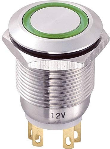 TRU COMPONENTS TC-8904664 Vandalismusgeschützter Drucktaster 250 V/AC 5 A 1 x Aus/(Ein) tastend Grün IP65 1 St.