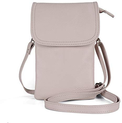 befen Handytasche zum Unhängen Damen, Echtleder Handytasche mit Geldbörse zum Umhängen Kleine Umhängetasche Damen mit Langem Riemen und Schlüsselring für Phone unter 6,7 Zoll, Nude Rosa