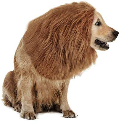 RUIXIA Löwe Mähne für Hunde Verkleidungen Kostüme Groß Haustier Lustiges Löwenmähne Haar Perücke mit Ohren für Hundeausstellung Halloween Fasching Festival Party Kleidung Schals Hundekostüm