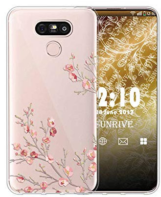 Sunrive Kompatibel mit LG G6 Hülle Silikon, Transparent Handyhülle Schutzhülle Etui Case (TPU Blume)+Gratis Universal Eingabestift MEHRWEG