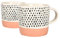 Nicola Spring Ceramic Coffee Mugs Set - 385ml - 2pc Pink Dipped Dots Stoneware Coffee Cups Dishwasher & Microwave Safe Large Tea Mugs for Hot Drinks, Hot Chocolate, Tea