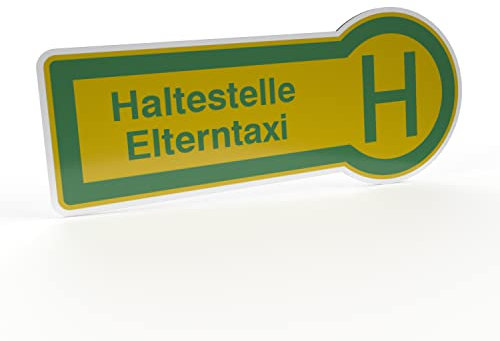 Betriebsausstattung24® HInweisschild Haltestelle Elterntaxi | Aluminium- Verbundplatte (BxH): 30,0 x 13,0 cm | Befestigungsart: Zum Verkleben oder Verschrauben | Symbol und Text Schild Taxi Schild