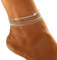 Prosy Beach Layered Strass Cheville Argent Cristal Cheville Bracelets Chaîne Pied Bijoux Réglable pour Femmes Filles