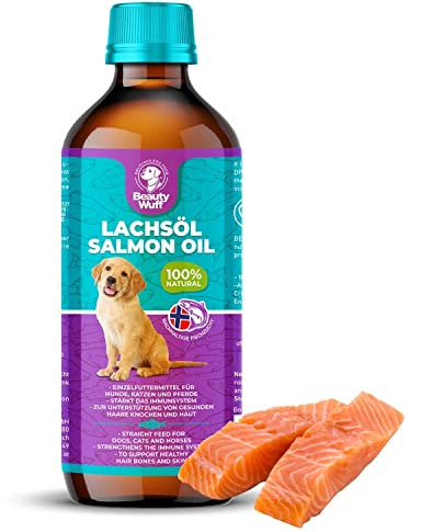Beauty WUFF - laxolja för hundar - omega 3 rik fiskolja för katter och hästar 100 % naturlig - 500 ml