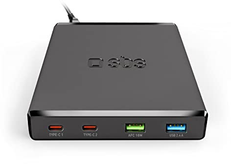 Cargador Multiple Power Delivery 75W SBS, estación de Carga portátil con 2 Puertos USB-C y 2 Puertos USB-A, Negro