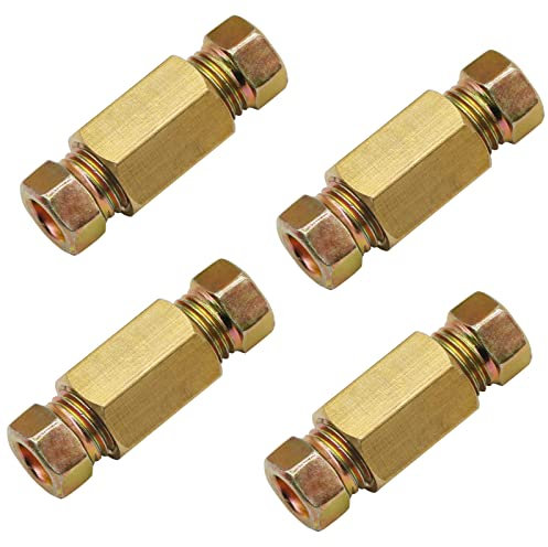 Set di raccordi per dadi in ottone da 3/16, 4 unioni e 8 dadi per tubi freno svasati SAE (4,75 mm)
