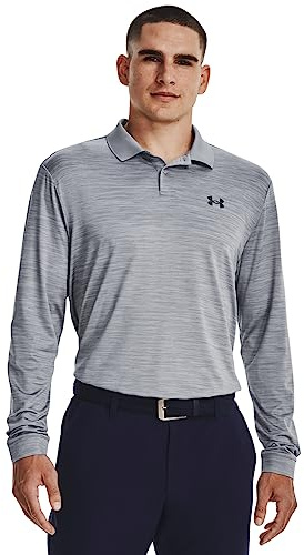 Under Armour Men's Performance Polo 3.0 Long Sleeve, (035) Steel Light Heather / / Pitch Gray, Medium