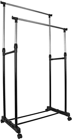 Metal Clothes Rail Storage Garment Shelf Hanging Display Stand Rack Duty Heavy 83 * 42 * 90-160cm for Dressing Room Bed Room