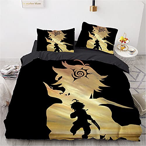 Bettbezug-Set Wendespiel Anime Soul of Heroes Bettwäsche Bettbezüge Kissenbezüge Leinen-Optik Baumwollreiche Premium-Bettwäsche (135x200cm,Vaiana)