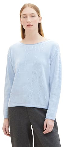 TOM TAILOR Damen Strickpullover aus Bio-Baumwolle, 34916 - Blue Bubble Structure, L