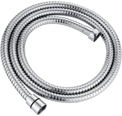 Stainless Steel Shower Hose, 2m Flexible Hose Replacement Pipe Leak-Proof and Anti-Kink Chrome Design for Bath, High Pressure Bathroom Fittings for Home Kitchen Taps Sinks