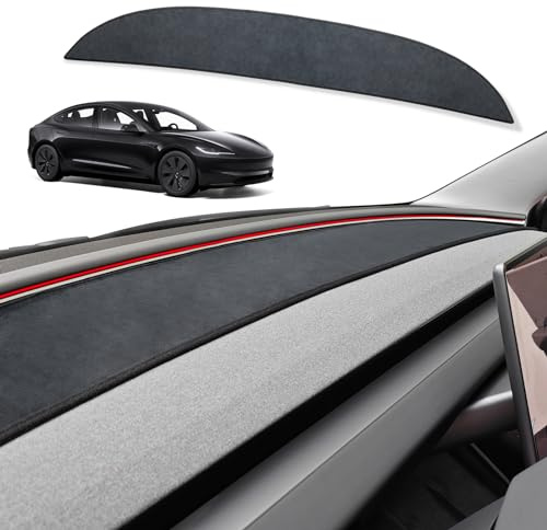 BestEvMod für Tesla Refreshed Model 3 Highland Dashboard Abdeckung Matte Zubehör, Dash Pad Dash Matte Abdeckung Sonnenschutz Keine Blendung Kompatibel mit 2024 Tesla Model 3 (Flanell)